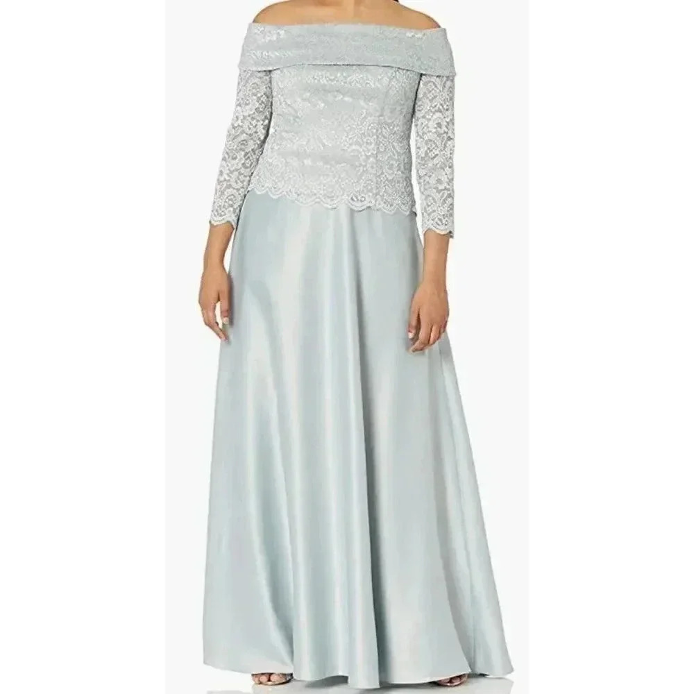 Cachet Women's Off The Shoulder Mother Of The Bride Gown, Celadon, 12